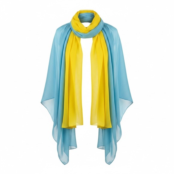 Unbranded Accessories - Blue & Yellow Chiffon Scarf Set Sheer Lightweight Wraps Ukraine-Inspired Colors